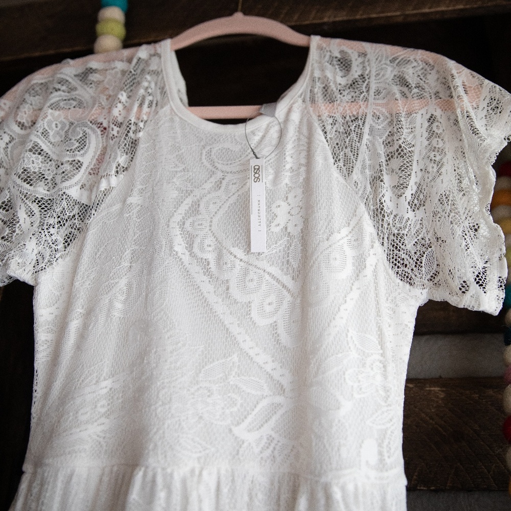 ASOS Maternity Flutter Sleeve Lace Skater Dress